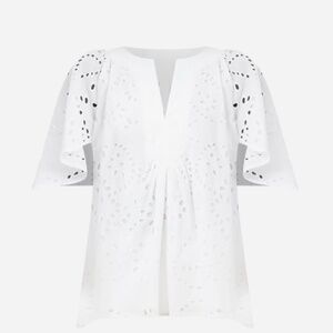 TUCKERNUCK White Eyelet Finley Flutter Sleeve Top